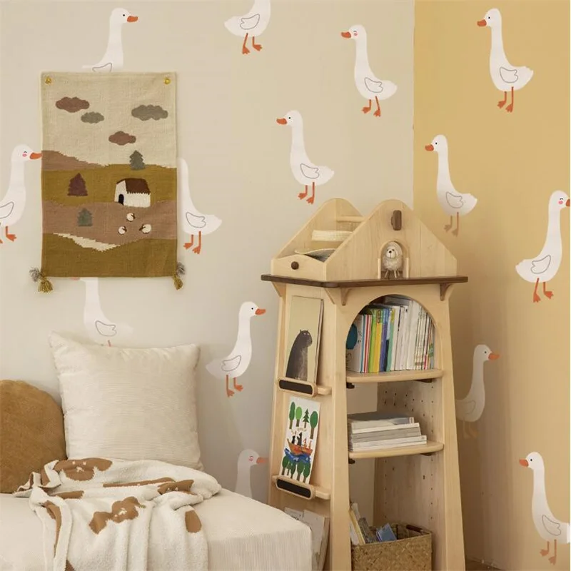 6Pcs Cartoon Cute Little Duck Wall Stickers For Living Room Bedroom Background Wall Home Decoration Wall Stickers Wallpapers