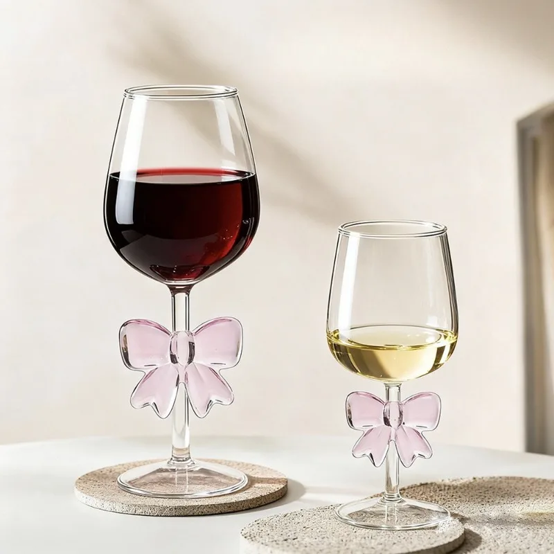 1pcs Elegant Borosilicate Glass Wine with Black Bow Romantic Valentine Champagne Cup Highball Creative Design