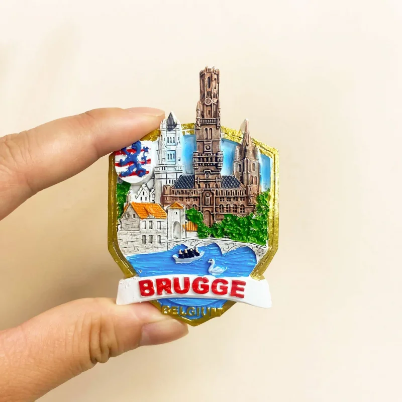 Belgium Bruges Belfry & Canal 3D Resin Fridge Magnet - Cute Magnets for Fridge, Home Decor Items, Petit Cadeau Souvenir