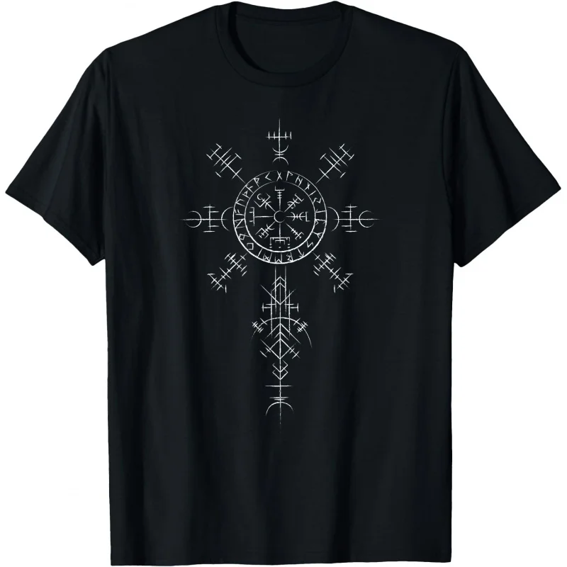 

Retro Viking Symbol Compass Vegvisir 0413 Nordic Gift T-Shirt Celtic Runes Norse Myths Valhalla Graphic clothes All size tops