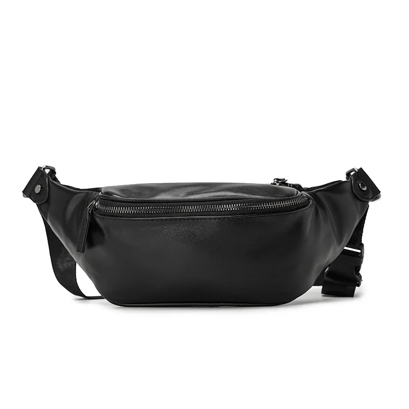 

New Versatile Soft Leather Men's Waist Bag Casual Shoulder Crossbody Bag Female Large Capacity Sling Fanny Packs Sports Bags