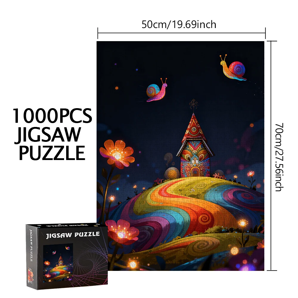 마법의 밤 달팽이 & 다채로운 오두막 직소 퍼즐 성인 어린이 판타지 테마 지적 게임 홈 레저 창의적 퍼즐 장난감