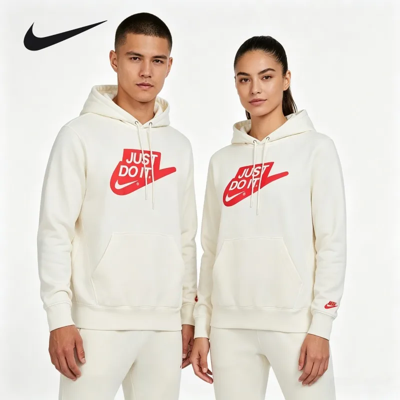 Nike Embroidery Swoosh Hoodie Minimal Retro Design Soft Light Spring Autumn Layer TopIF0692-133 1PCS