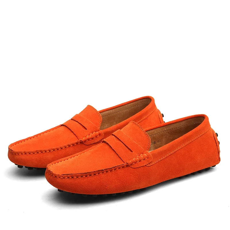 High Quality Suede Men Casual Shoes Non-slip Mens Driving Shoes Slip on Flats Loafers Leather Shoes 10 Colors Size 38-49