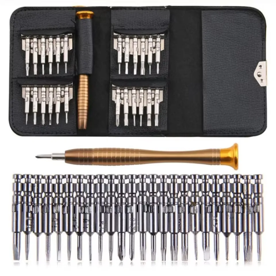 Set de Destornilladores Magnéticos de Precisión de 25 en 1, Kit de Reparación Mini de Aleación de Aluminio para Celulares, Laptops, Cámaras, Relojes y Electrónica