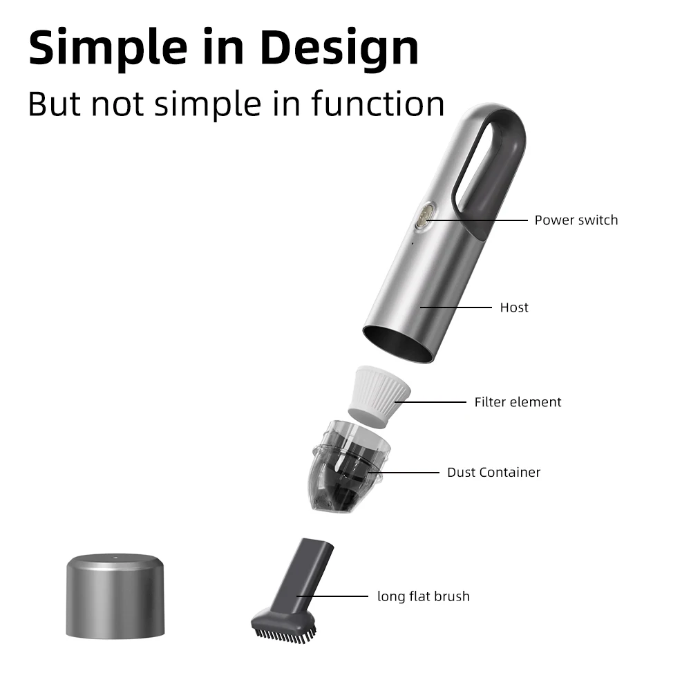 STLF CJM Portable Lightweight Mini Cordless Vacuum Cleaner Strong Suction Rechargeable Handheld for Home and Car Battery Powered