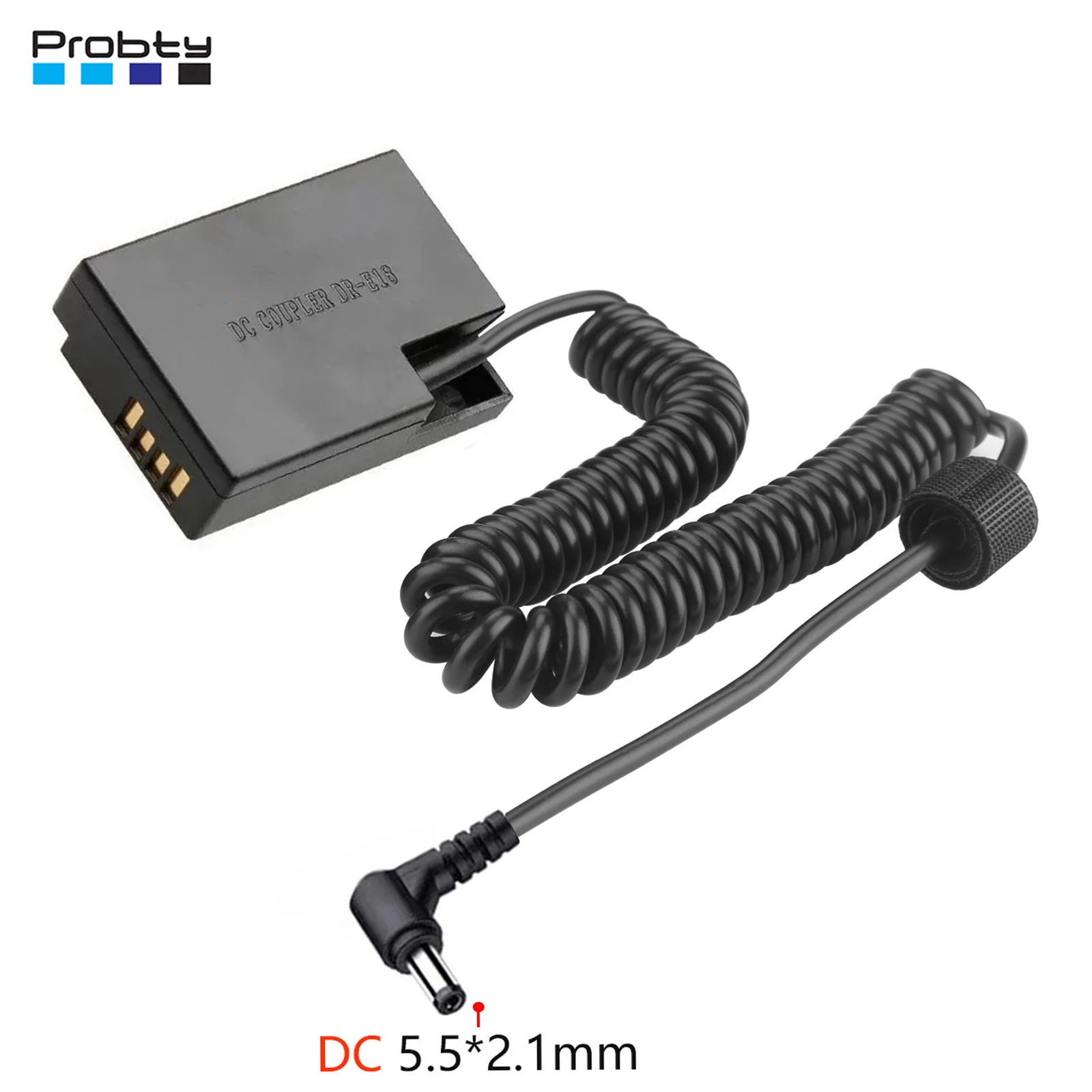 Probty DR-E18 Dummy Battery DC Coupler Half Decoding for LP-E17 Battery for Canon 77D/200D/750D/760D/800D/M3/M5/M6 Etc