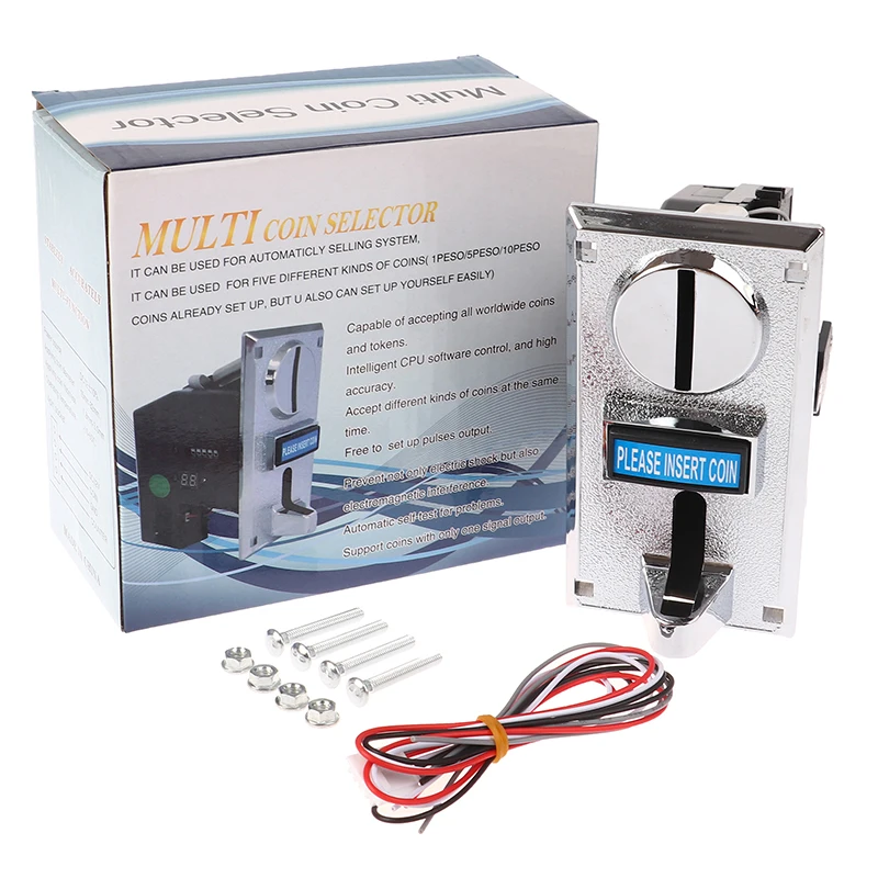 616 Electronic Multi Coin Acceptor Selector Mechanism Multi Currency Slot Fit Vending Arcade Ticket Doll Game Machine Roll Down