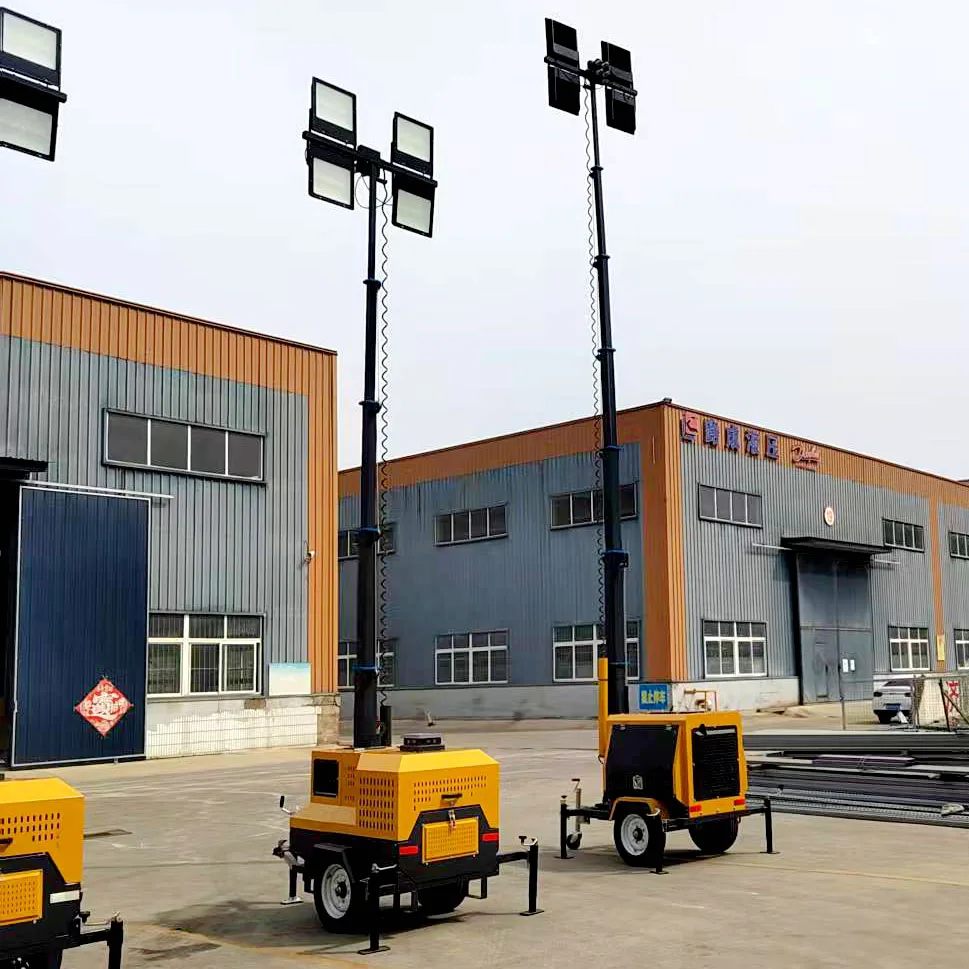 7m Mobile Lighting Tower Diesel Generator 4x400W LED Trailer Mounted Portable Light Tower