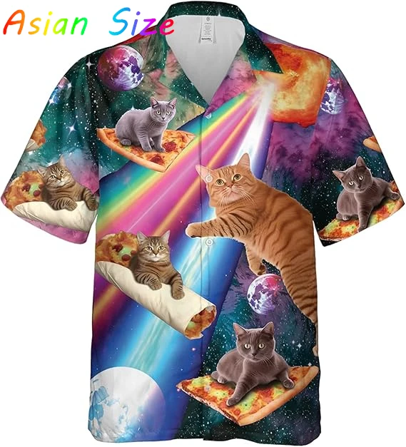 

Модные гавайские рубашки с забавным котом и графикой для мужчин, любителей кошек, мужская гавайская трендовая рубашка с коротким рукавом, хип-хоп, мужские и женские блузки