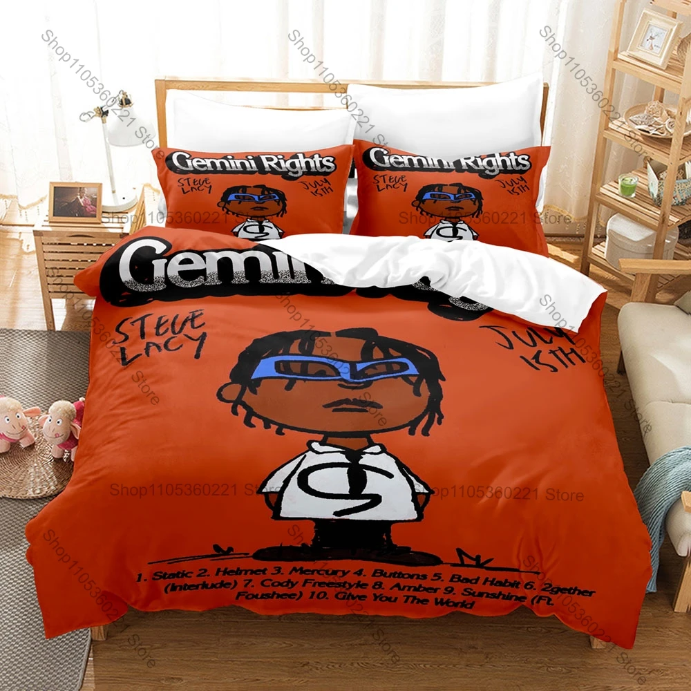 Steve Lacy Themed Bedding, Duvet Cover & 2 Pillowcases, Gemini Rights Album Pattern Breathable All Season