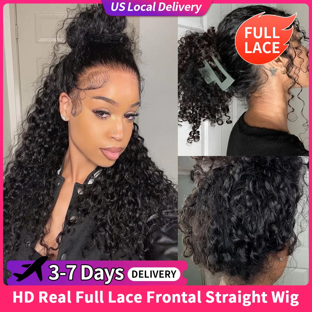 

Парик из натуральных волос FULL Real Deep Wave HD Lace Front с эффектом предварительной прически, 360 Lace Front, с невидимым ремешком, HD Full Lace Front