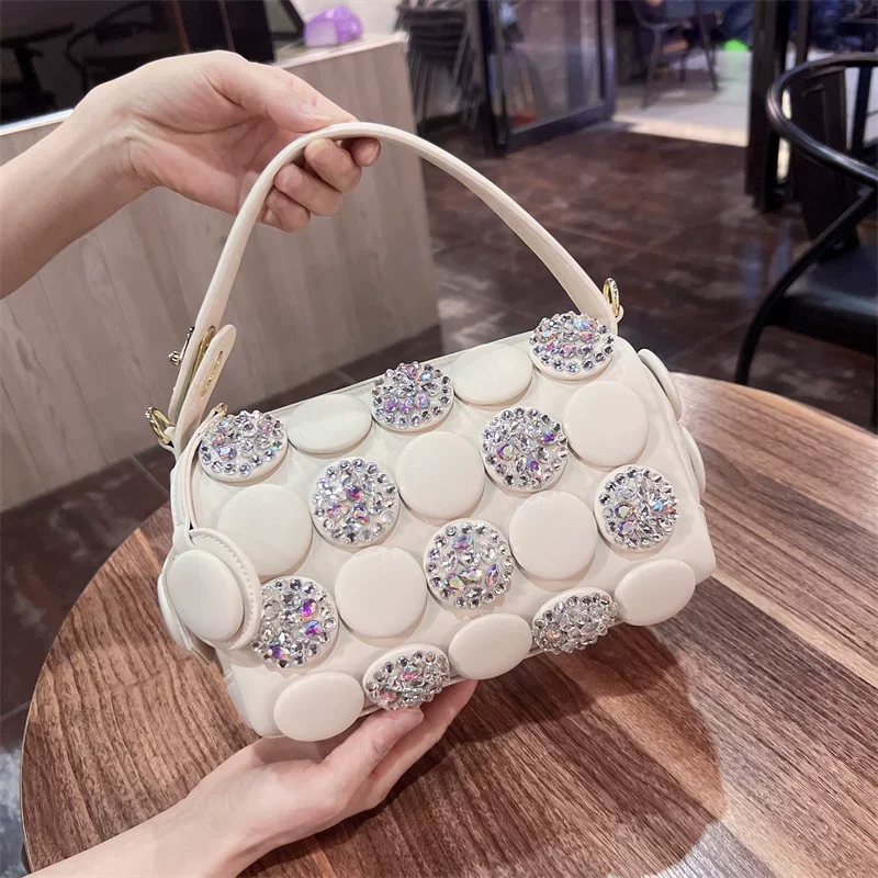 High Quality Glitter Rhinestones Diamond Floral Barrel Bag Luxury Sparkly Clutch Purse Women Handbag Shoulder Messenger Bag