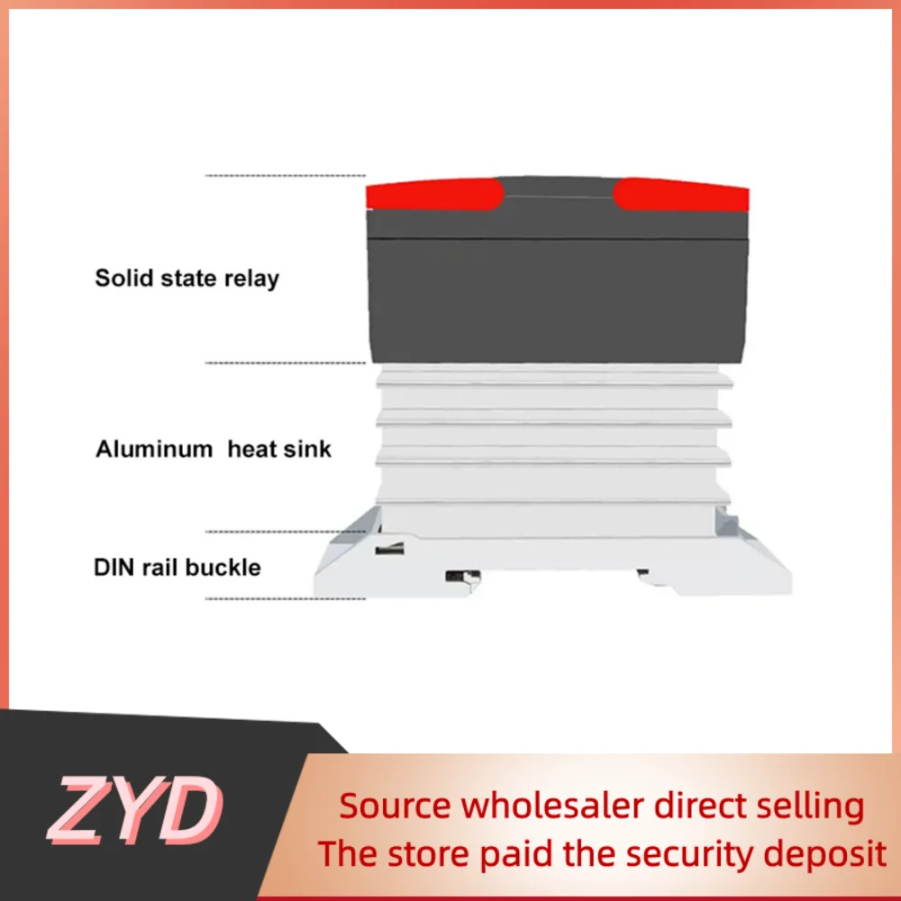 ZYD Solid State Relay Din Rail with Radiator SSR 25DA 40DA 60DA DC Control AC Single Phase SSR DA