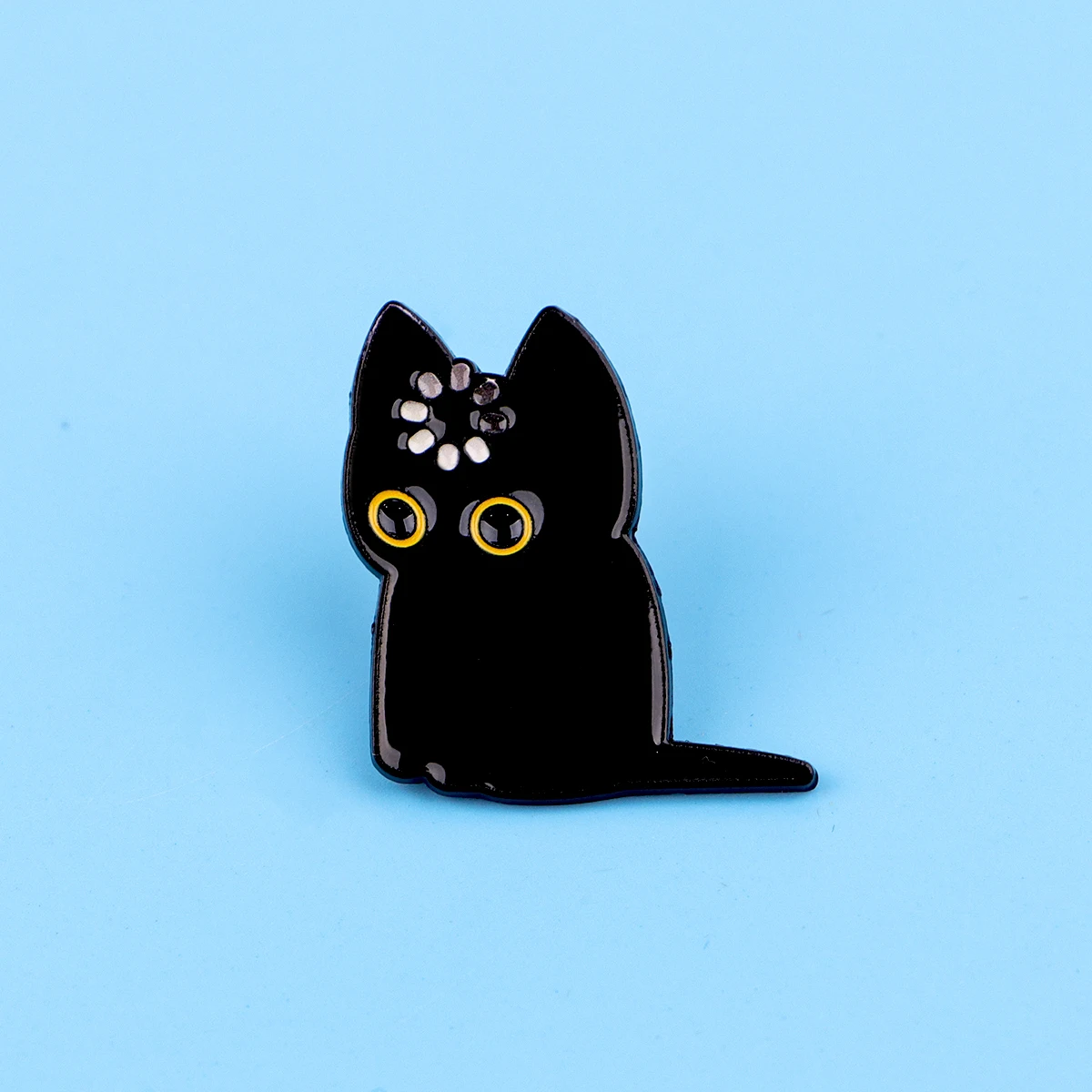 Niedliche schwarze Katze Emaille-Anstecknadel, digitales Download-Icon, Haustier-Broschen, Metall-Halsbandnadeln, Schmuckgeschenk für Freunde – Detail 3