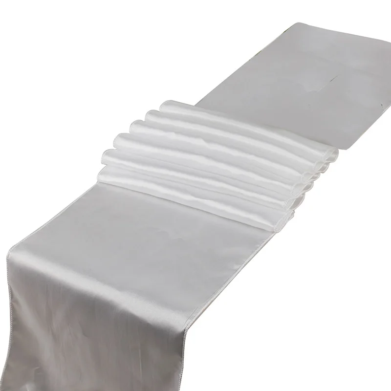 Table Runner Sashes Elegant Solid Color Satin Table Cover for Home Wedding Banquet Festival Party Catering Table Decoration