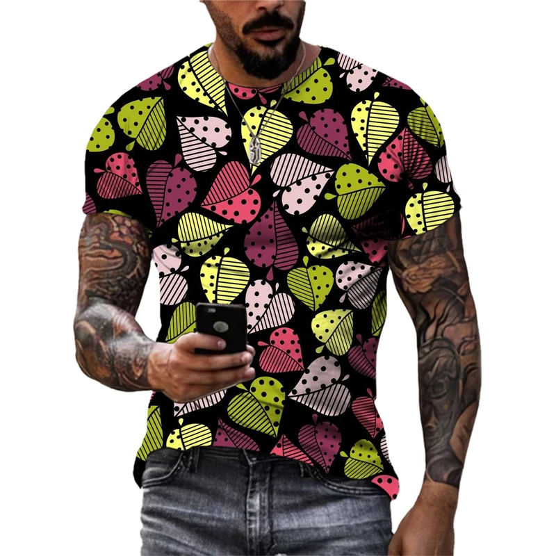 Fashion Beautiful Personality Plant Flowers Unisex T-shirts Summer 3D Street Style Trend Men Round Neck Short Sleeve Print Tees