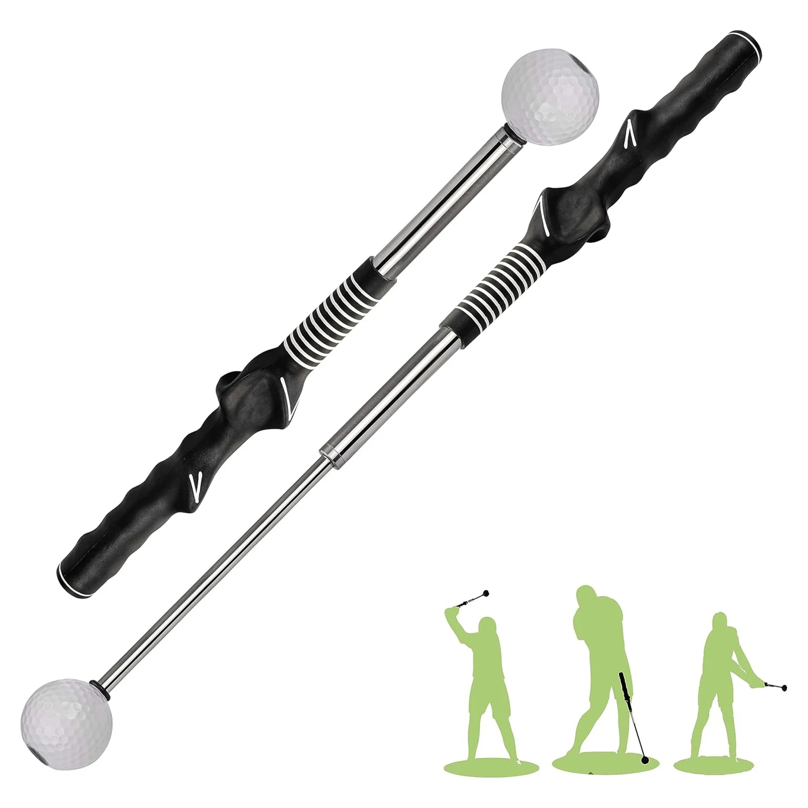 Retractable Golf Swing Training Aid Portable Grip  with Click Feedback for Golf Chipping Hitting