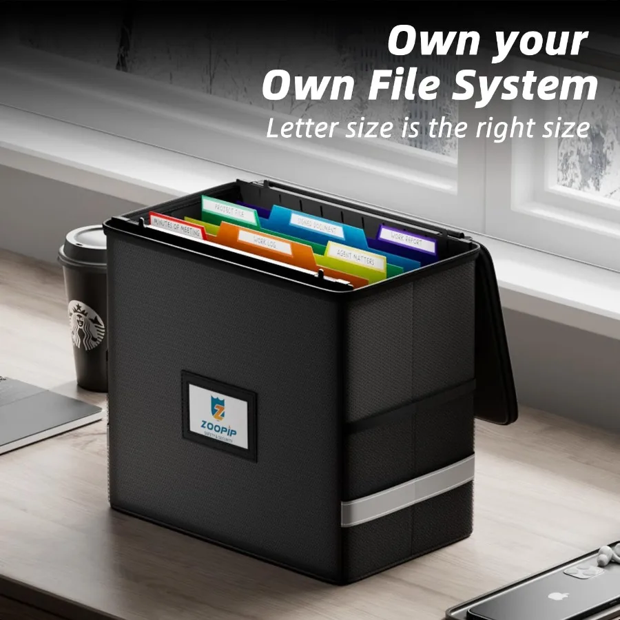 Scatola portadocumenti ignifuga con cartelle portadocumenti sospese 7x1.2 tasche per fisarmonica Organizzatore di file sospeso per gancio retrattile in formato lettera 1