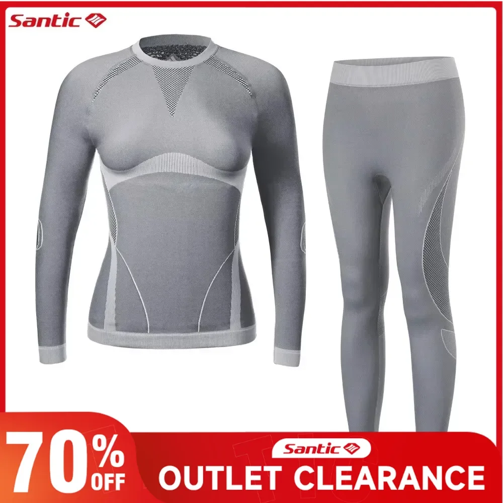 

Santic Women's Underwear Set Autumn Winter Quality Seamless Thermal Bicycle Base Layer Set MTB/Road Bike Riding Inner Jersey Set