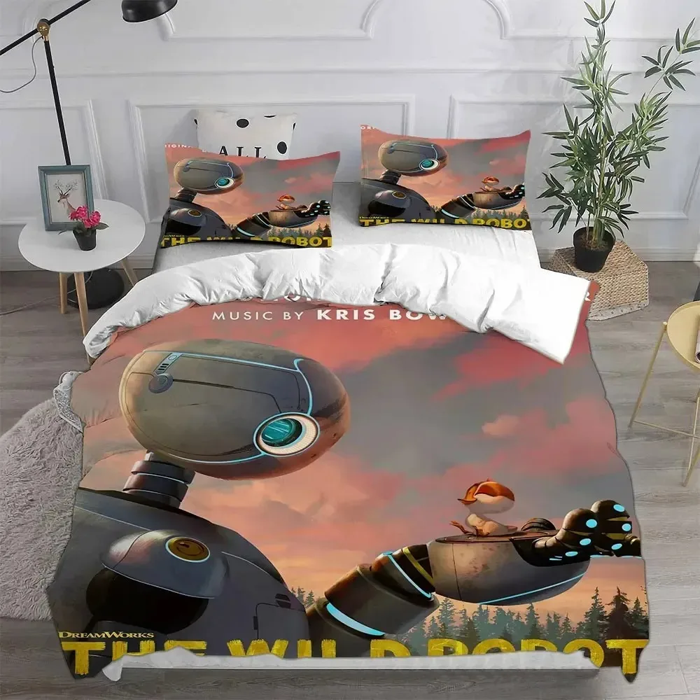 Hot Sale The Wild Robot Bedding Set,Girls Boys Single Twin Queen Size,Rozzum Duvet Cover Pillowcase Bedding