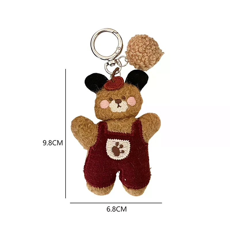 Orso di cartone animato Peluche Portachiavi Cucciolo di cartone animato Morbido bambola di pezza Ciondolo Portachiavi per auto Zaino Borsa Decor Regalo per bambini