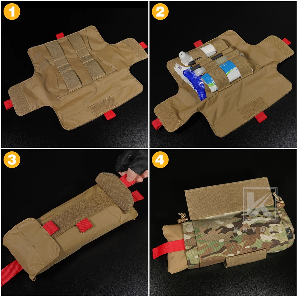 KRYDEX Tactische EHBO Trauma Pouch Roll Up Medic Pouch EMT IFAK Dangler Drop Dump Pouch voor Vest Borst Rig