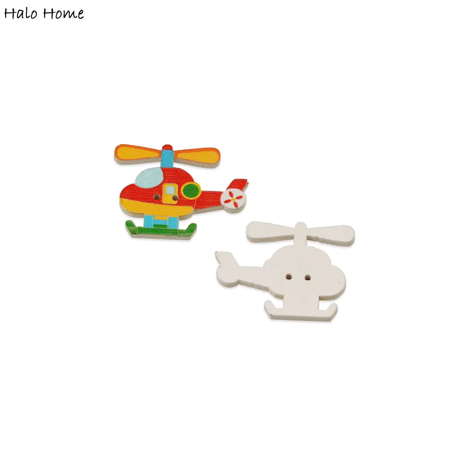 30pcs Cartoon Helicopters Wooden Buttons scrapbook sewing Children clothing shoes hats handmade crafts fabric diy 30mm