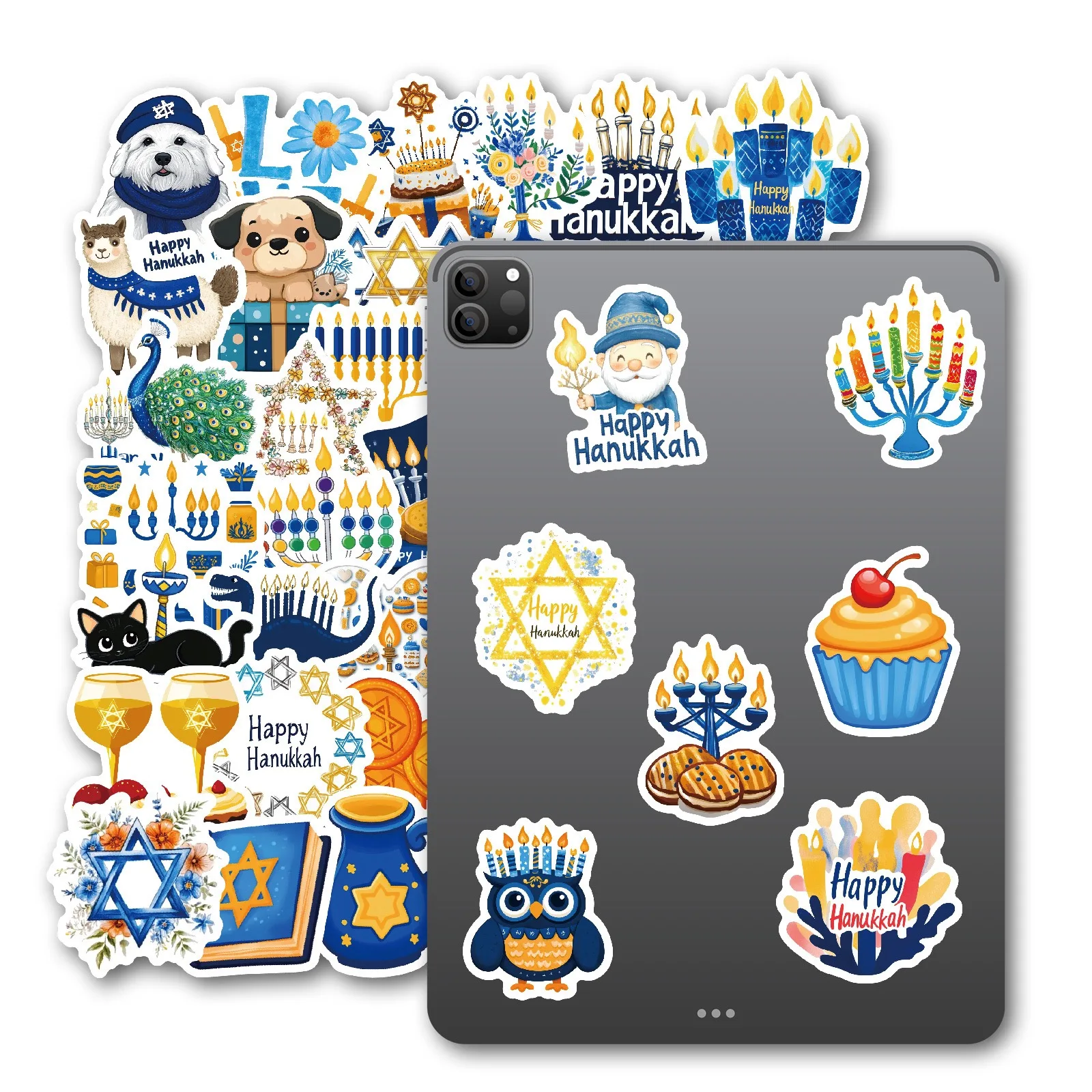 10/50Pcs Happy Hanukkah Festival Autocollants Étanche Graffiti Jouet BRICOLAGE Enfants Scrapbook Téléphone Bagages Ordinateur Portable Voiture Planche À Roulettes Autocollant