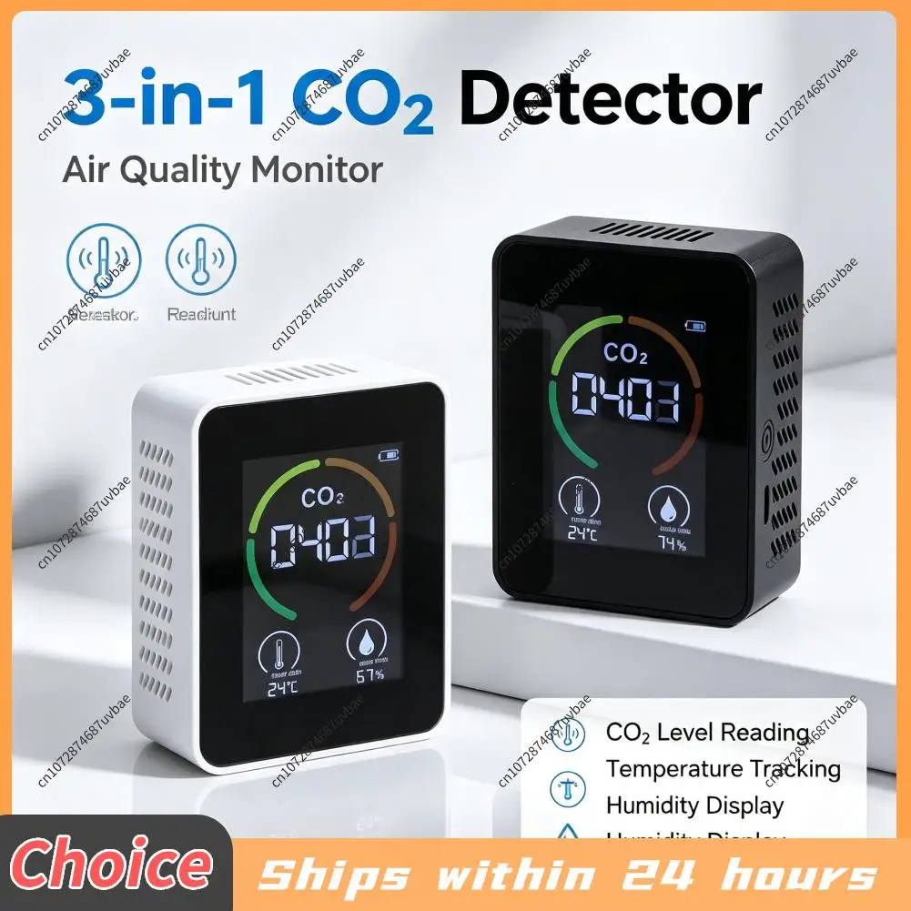 3-in-1 Digital Portable CO2 Meter Temperature Humidity Tester Carbon Dioxide Detector Air Quality Monitor for Home Office