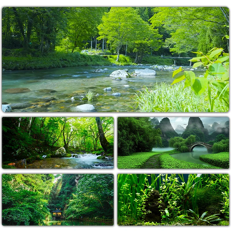 

Green Nature Landscape Mouse Pad Large Rubber Non-slip PC Desk Accessories Mousepad for Office and Gamer Keyboard Mats Decor Mat