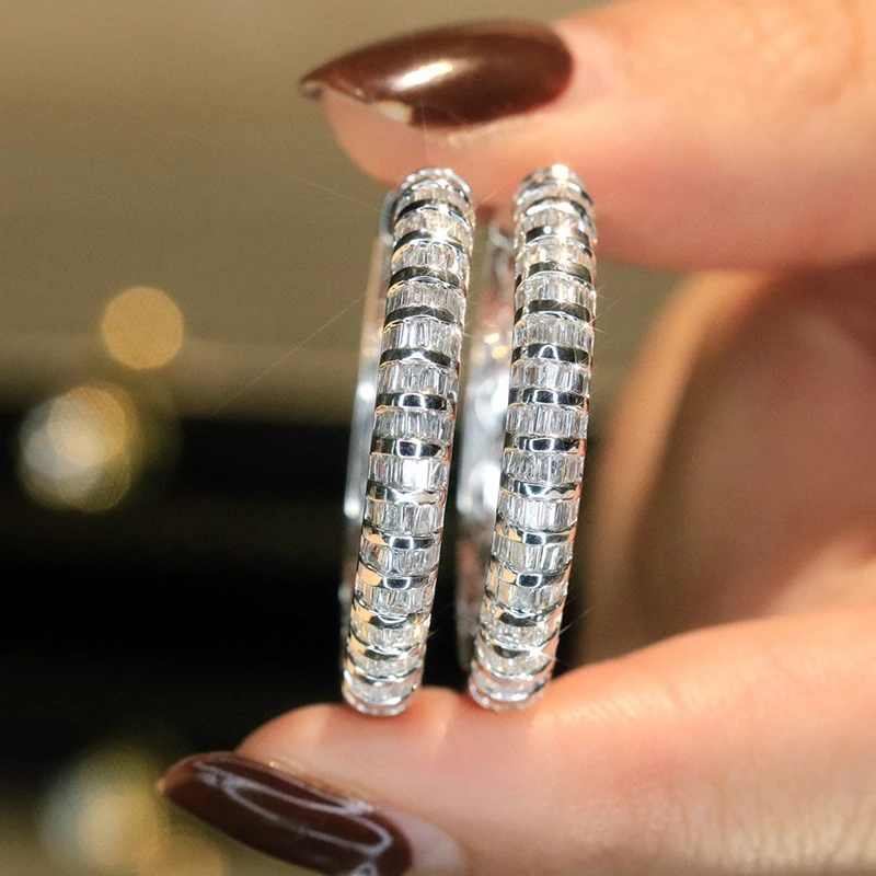 Aazuo Luxus Schmuck Echt 18K Weißgold Natrual Diamanten 1,70 ct Große Runde Haken Ohrringe Geschenk Für Frauen Hochzeit party Au750