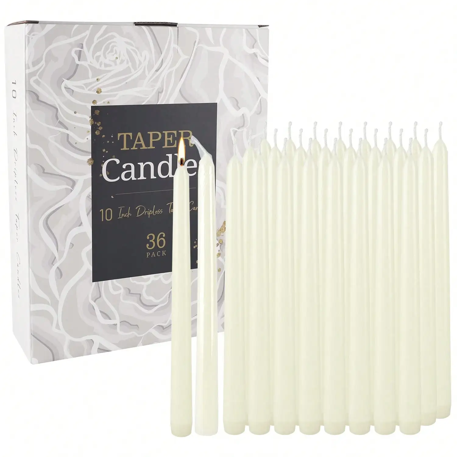 36 Pack 10-Inch Taper Candles – Ivory White, No Drip No Smoke – Top Choice For Wedding, Dinner, Home Decor sh260311172858786279148