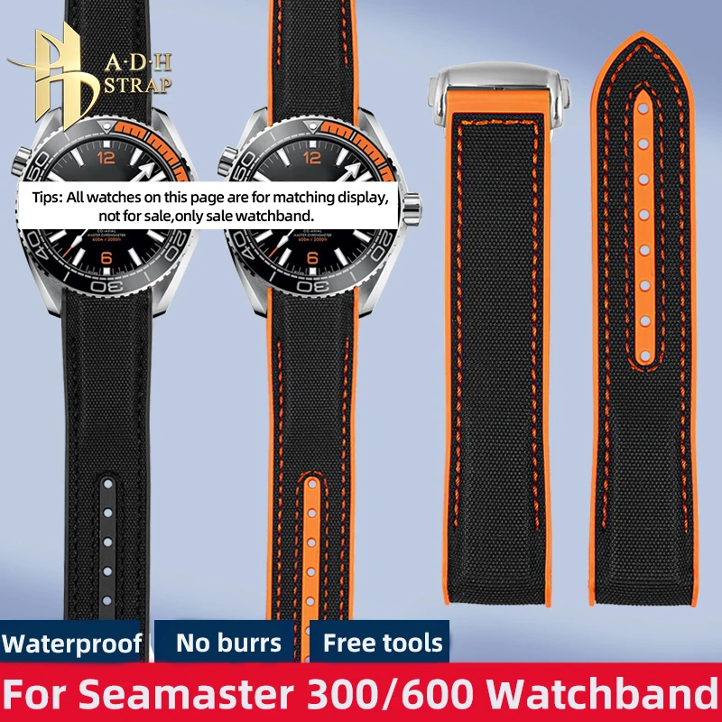 

Rubber Watchband For OMEGA Seamaster 300 600 215.32/92 Special Curved Interface Watchband Waterproof 20 21 22mm Nylon Texture