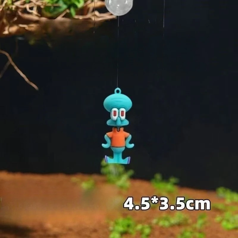 الكرتون حوض السمك اكسسوارات الديكور شخصية كرتونية صغيرة الحلي سبونجبوب Squidward الراتنج العائمة غواص خزان الأسماك