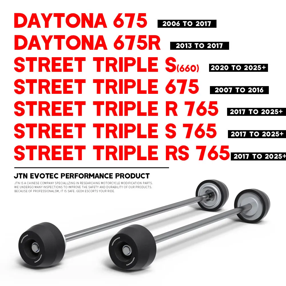 

For Daytona 675 Street Triple R S 675 2006-2025 Motorcycle Front Rear Axle Fork Crash Slider Anti-collision Slider Accessories