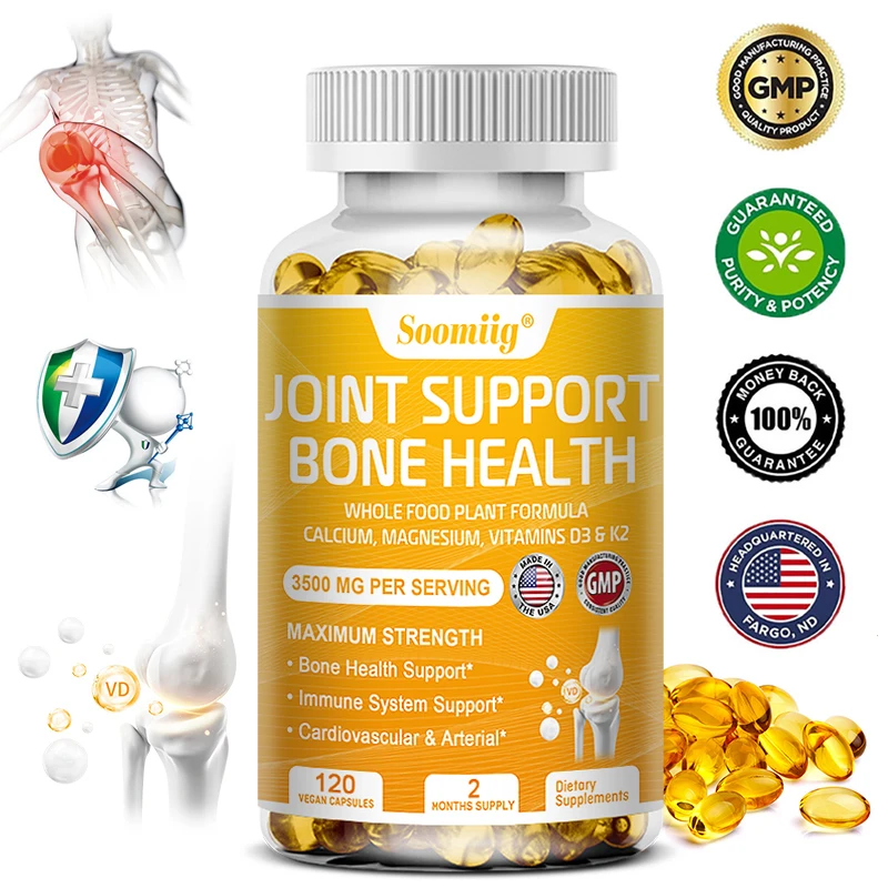 Vitamin D3 + K2 Supplement Calcium Magnesium Vitamin D & K Capsules - Joint Health, Bone & Immune, Cardiovascular Health