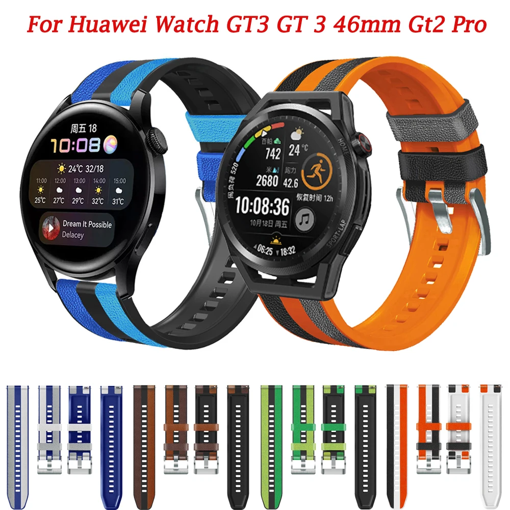 جلد سيليكون الرياضة حزام (Band) ساعة حزام ل هواوي ساعة 3 برو/GT 2 برو/GT 3 GT3 46 مللي متر Smartwatch الأساور سوار حزام Correa
