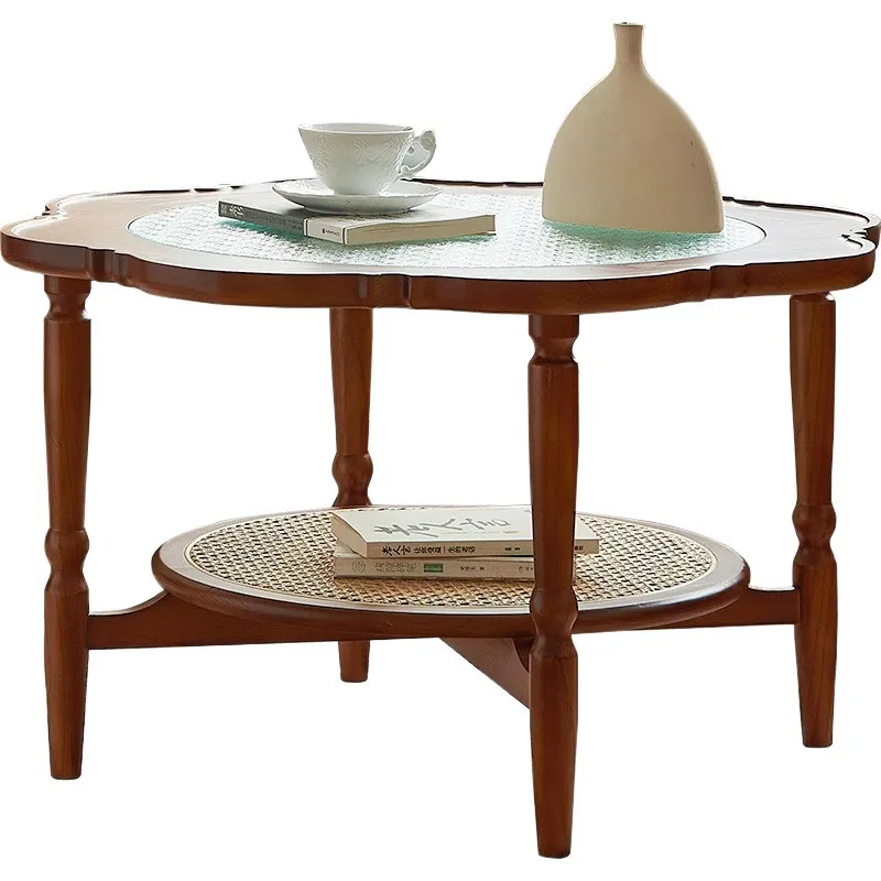 

Retro solid wood coffee table, household small apartment living room coffee table