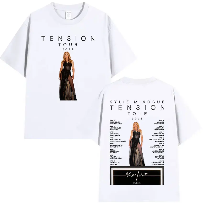 Kylie Minogue Tension World Tour 2025 New T Shirts Men Women Retro Fashion Short Sleeve T-shirt Harajuku Oversized Cotton Tshirt