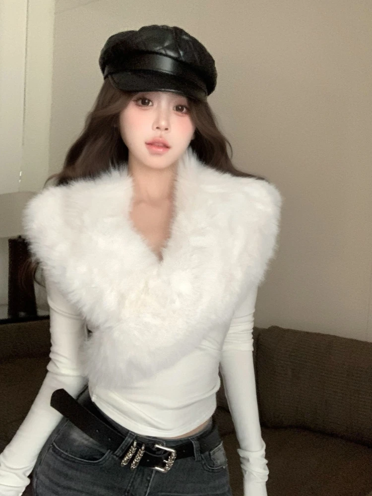 아메리칸 빈티지 핫 걸 하이엔드 겨울 긴팔 스웨터 2000년대 Y2K 슬림 섹시 우아한 한국 패션 티셔츠 서브컬쳐 탑스