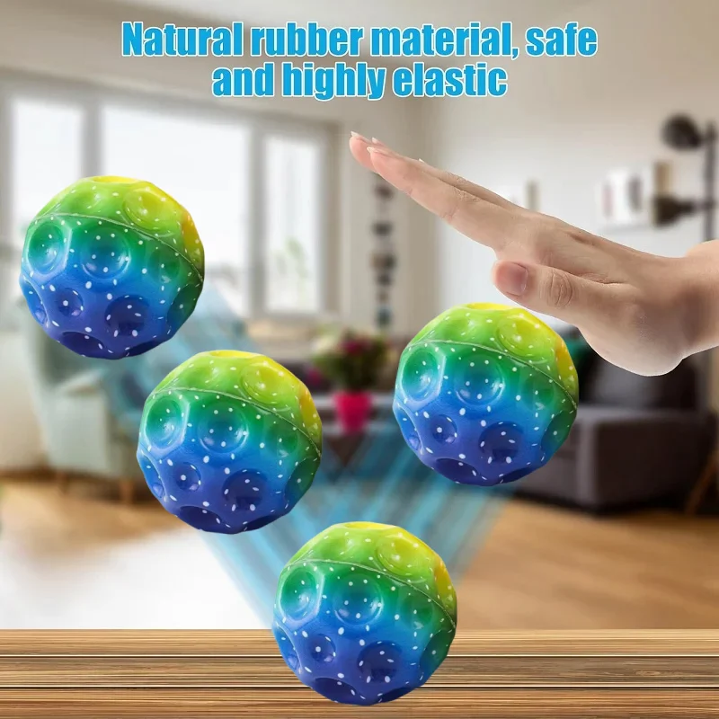 12Pcs Colorful High Resilience Hole Ball Toy Soft Bouncy Ball Anti Fall Moon Shape Porous Extreme  for Kids Outdoor Games Toys