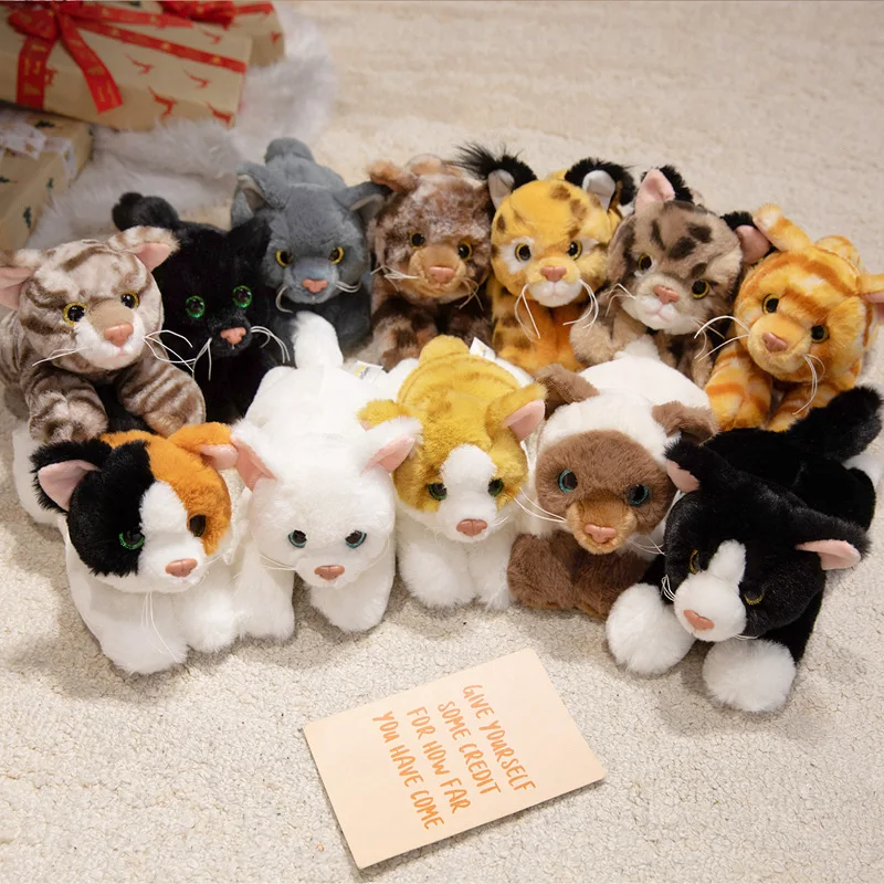 

26cm Imitation Lying Cat Plush Toys Dolls Girls Boy Companion Stuffed Dolls Kawaii Hairy Lifelike Cat Plush Dolls Toys