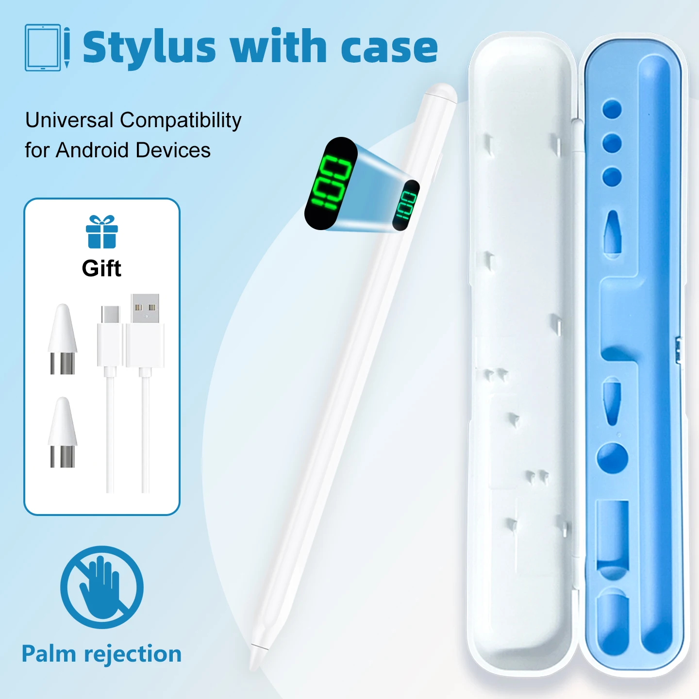 

Стилус для всех телефонов и планшетов Android, с магнитным креплением, быстрой зарядкой, длительным временем автономной работы, чувствительностью к наклону, высокой точностью и плавным управлением.