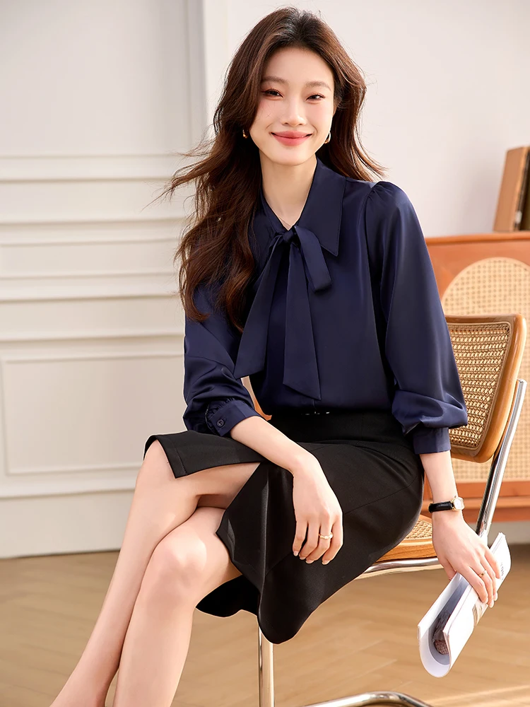 Spring Autumn White irt Women's Design Sensation Commute Sle Loose Fit Long Sve Button down Office Wear Polyester Blend