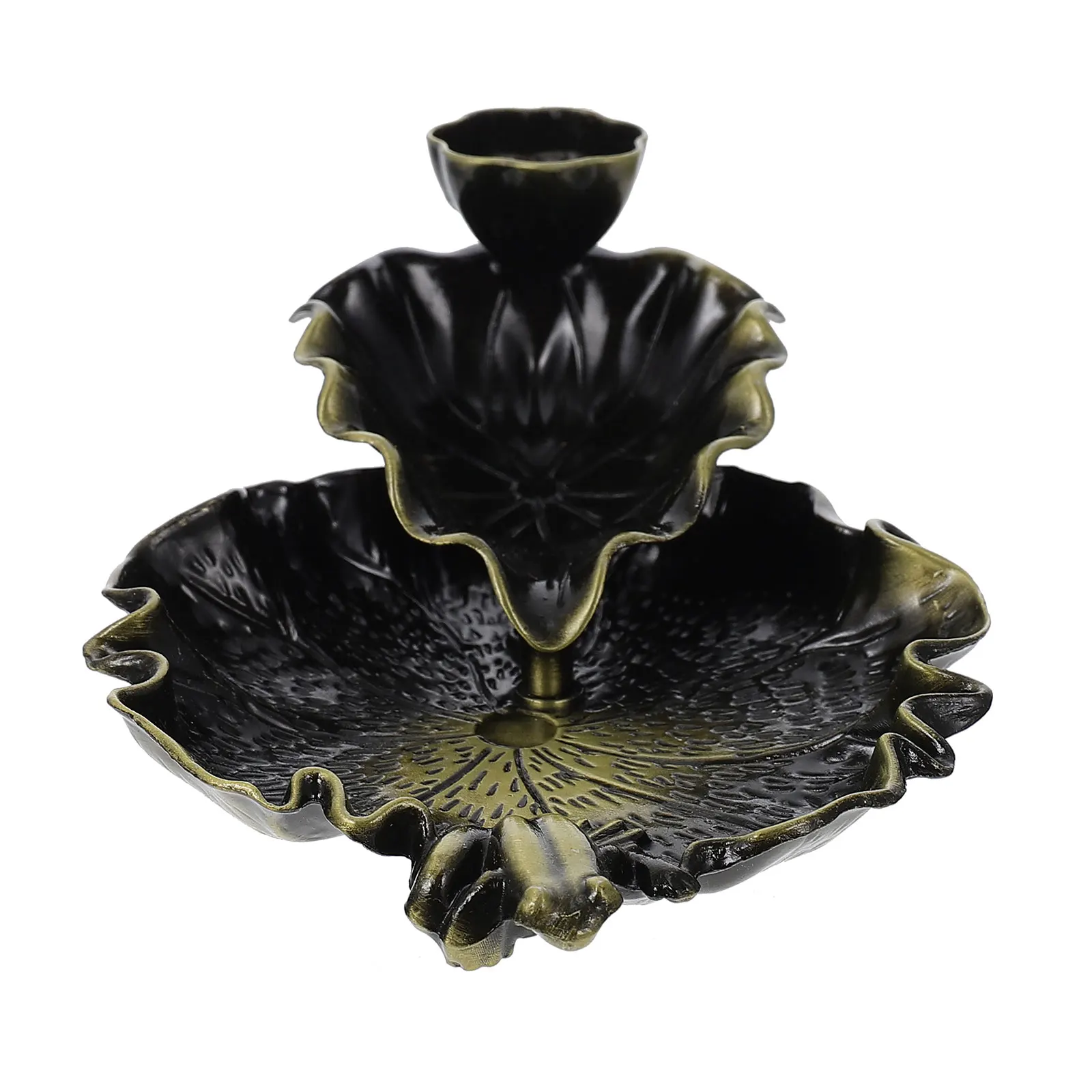 

Lotus Leaf Incense Burner Zinc Alloy Aroma Stove Vintage Glass Decoration Home Meditation Yoga Gift Smoke Backflow Design Family