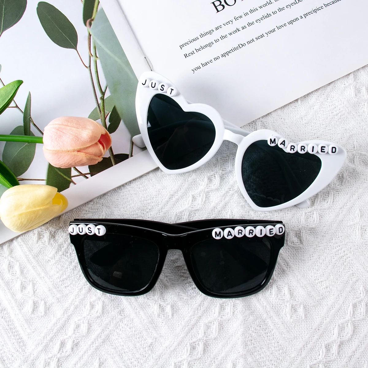 Just Married Sunglasses Black White Bride Groom Glasses Bachelorette Hen Party Supplies Wedding Decoration Bridal Shower Gift