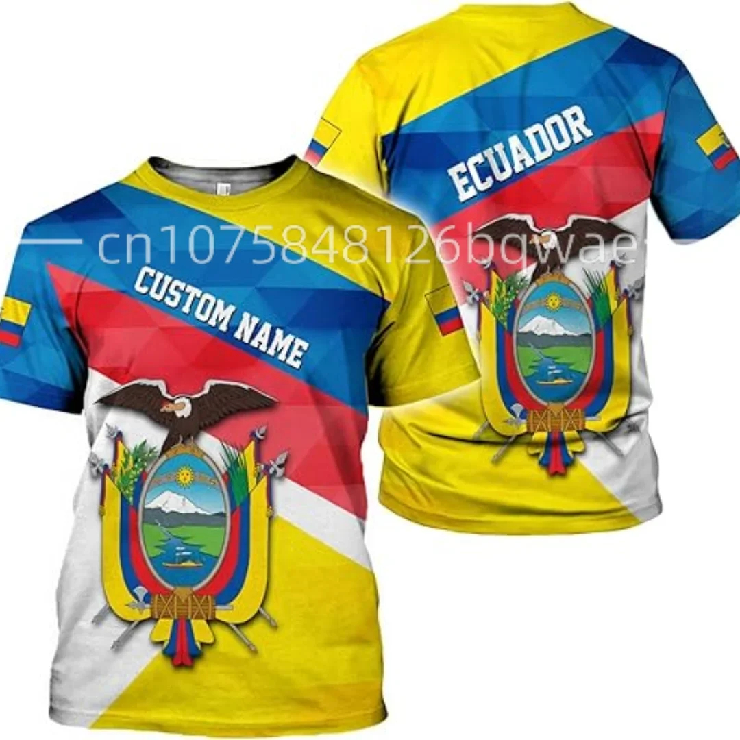 2024 New Custom Name Ecuador Country Flag T-shirts Clothes T Shirt Men Women Tees Tops for Soccer Football Fans Gift