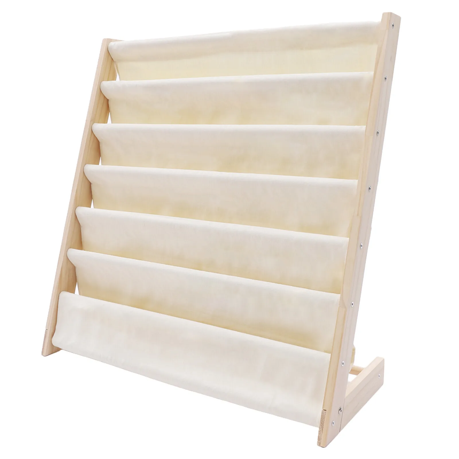 

Bookshelf for Kids Bedroom Playroom Toy Storage Save Space(Natural Beige) 6-Layer Sling Book Rack Shelf Organizer