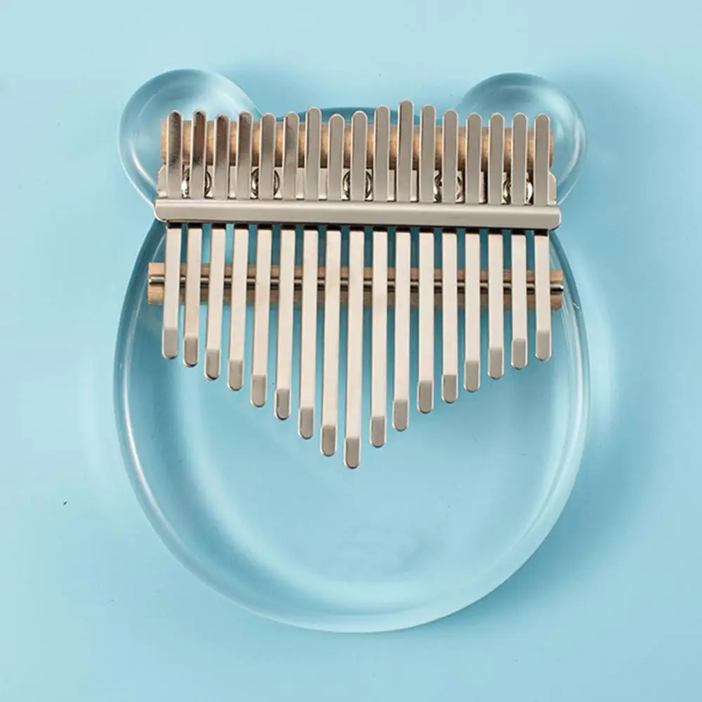 

Kalimba 17 Key Cute Mbira Calimba Acrylic Crystal Fingertips Thumb Piano Cute Bear Shape Transparent Keyboard Instrument